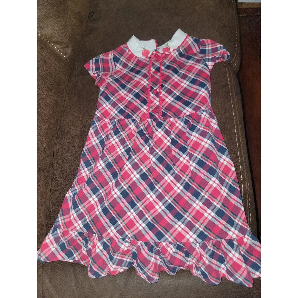 Gymboree classroom cutie plaid apple dress size 8 back‎ to school